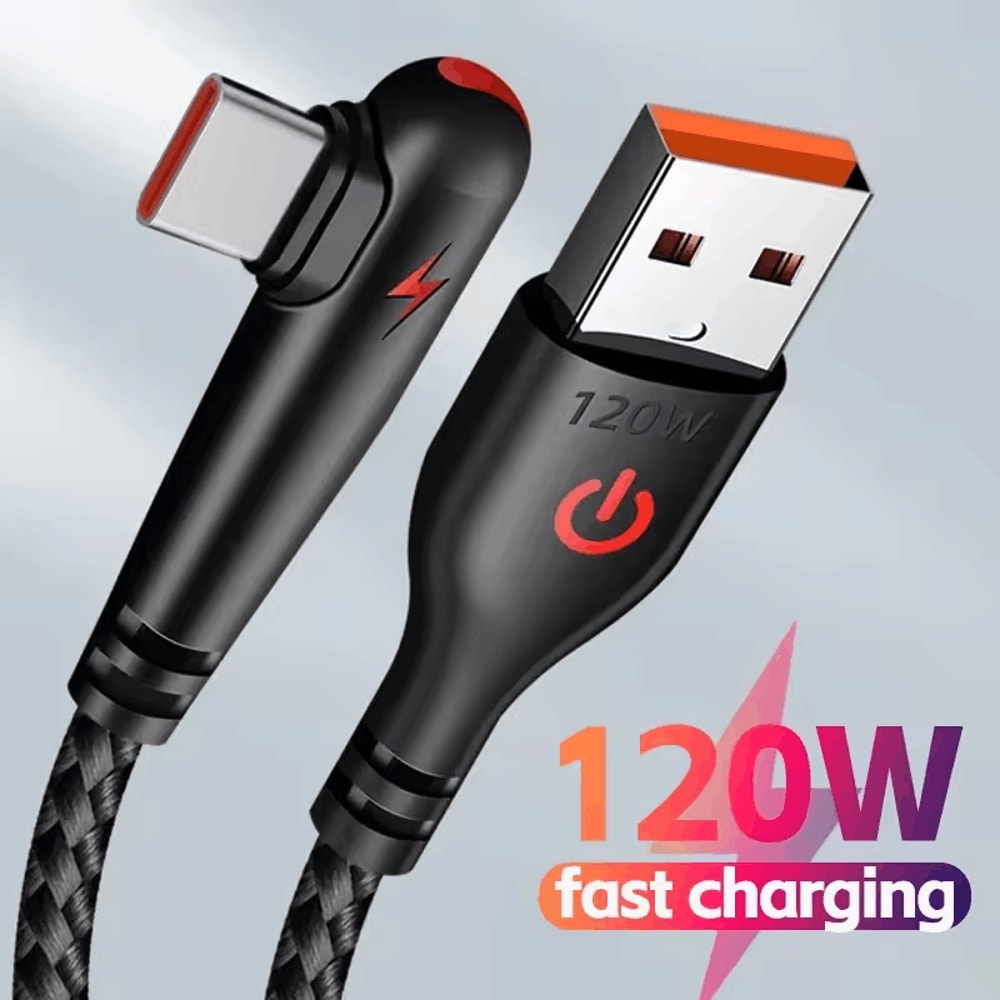 Quick Charge USB Type C Cable Elbow Fast Charging Data Cord For Phone Charger 0