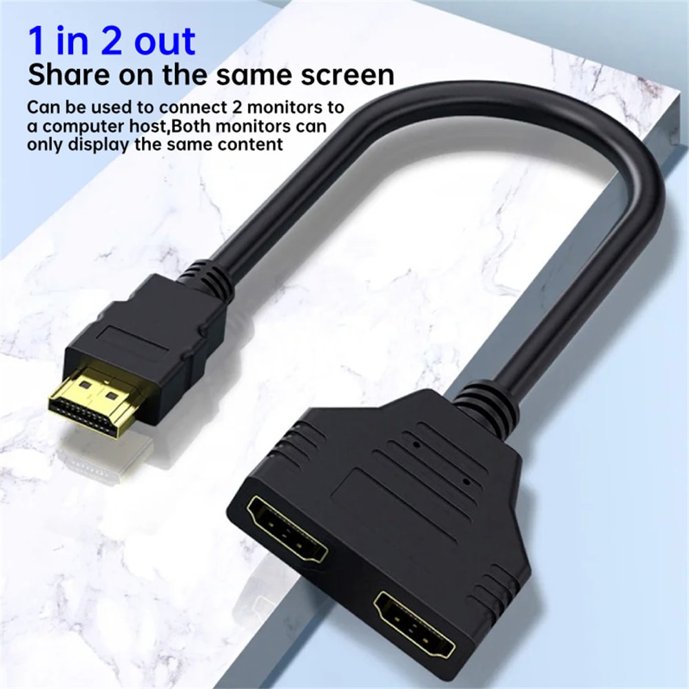 HD HDMI Splitter Out Cable Adapter For Laptop TV Box Monitor Male To Female 1