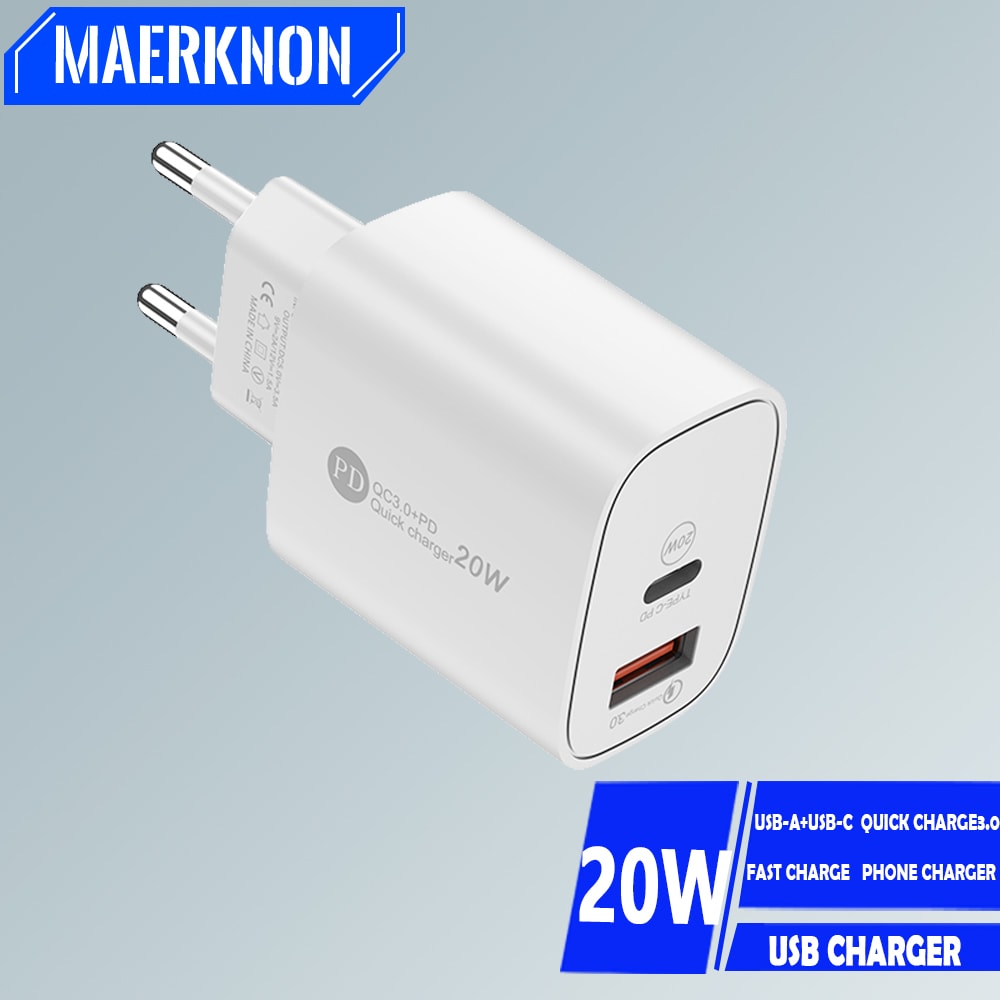 USB PD Charger Dual Ports Type C Wall Charger Quick Charge 30 Fast Charging Adapter For Phones 6
