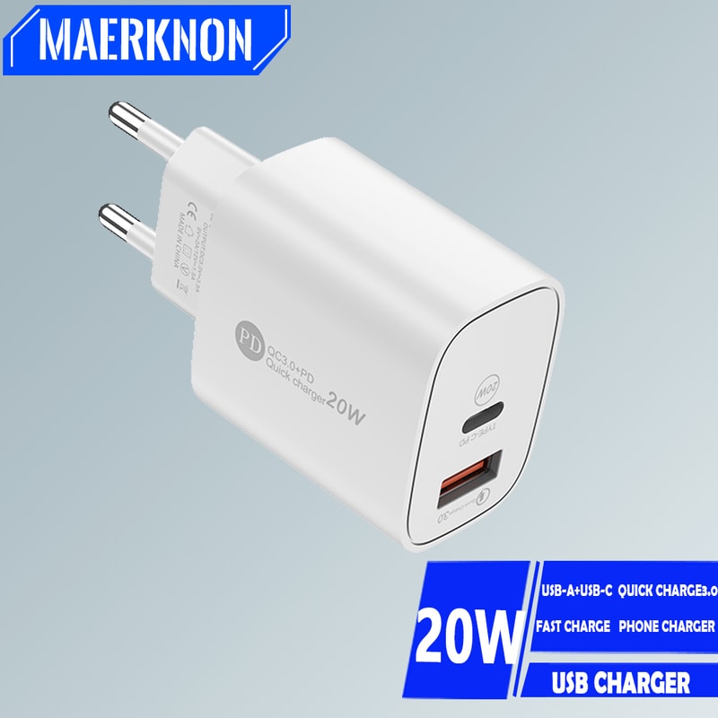 USB PD Charger Dual Ports Type C Wall Charger Quick Charge 30 Fast Charging Adapter For Phones 6