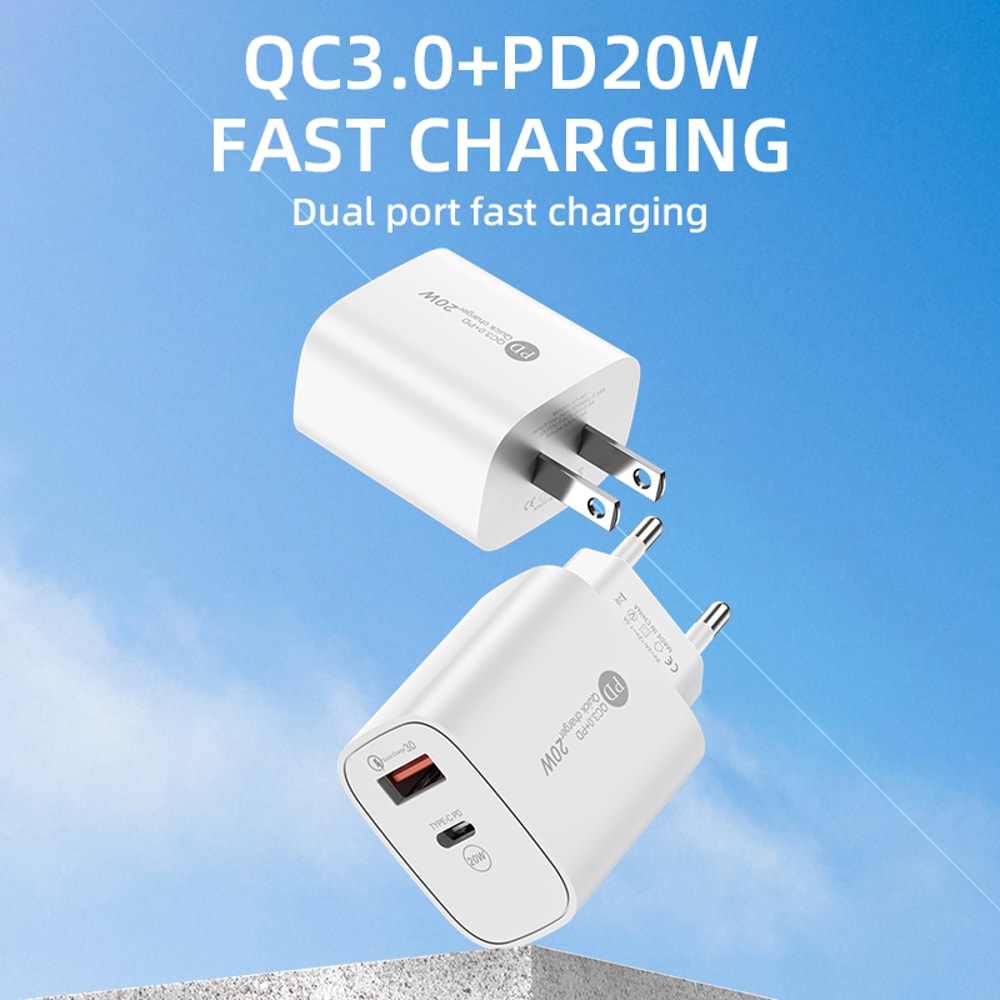 USB PD Charger Dual Ports Type C Wall Charger Quick Charge 30 Fast Charging Adapter For Phones 5
