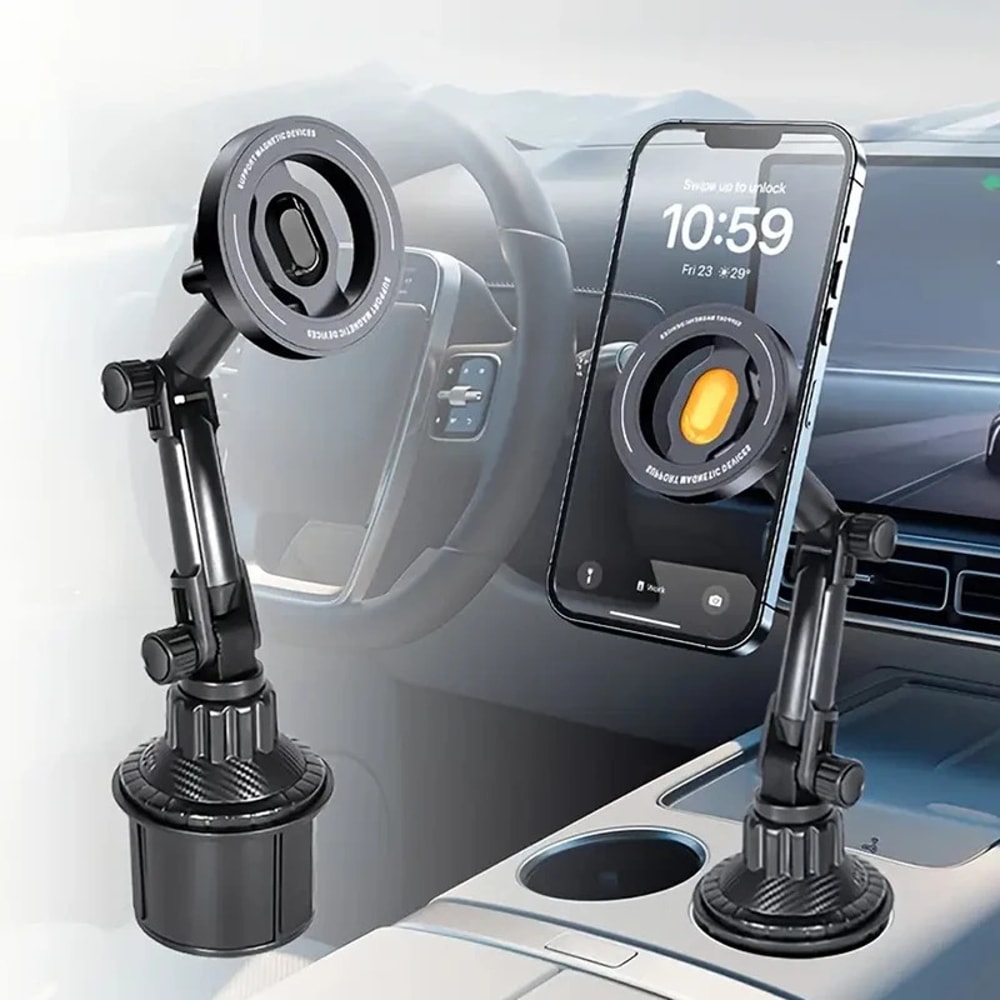Rotation Magnetic Phone Holder For Car Installation Of Water Cup Cell Mount 0