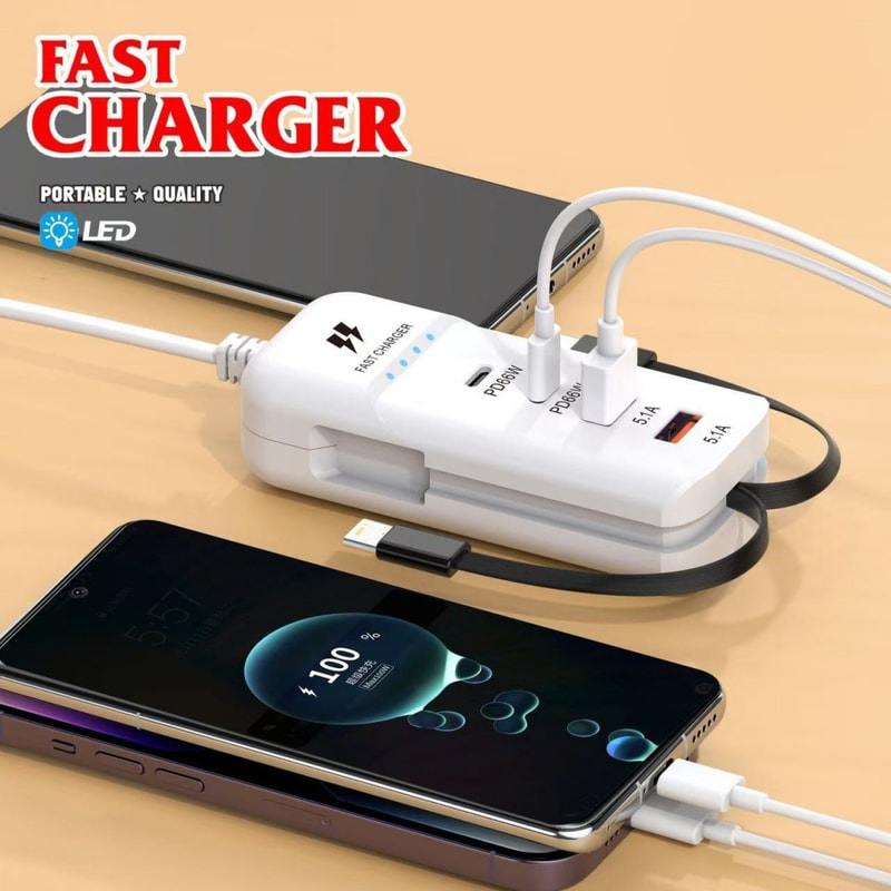 USB C Fast Charging Wall Charger Muti Port Quick Charge Adapter Portable Power Strip 2