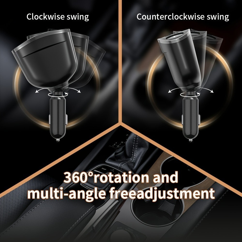 Multi Ports Car Charger Fast Charging Type C Digital Display Auto Phone Cigarette Lighter 5