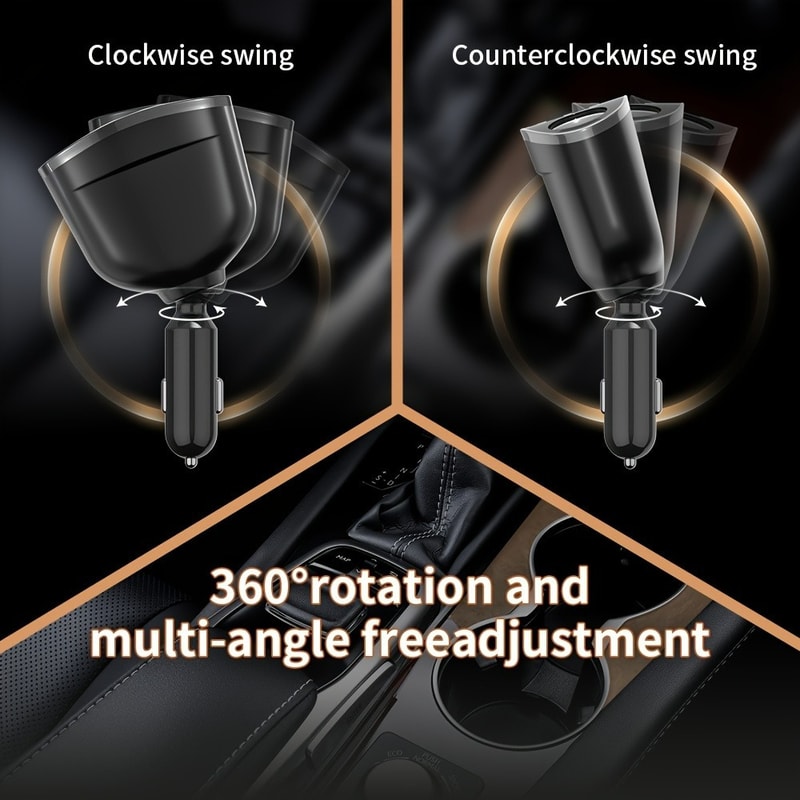 Multi Ports Car Charger Fast Charging Type C Digital Display Auto Phone Cigarette Lighter 5