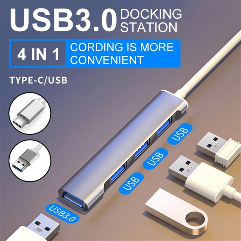 USB OTG Splitter Adapter Type C Hub For Mobile Laptop Accessories 1