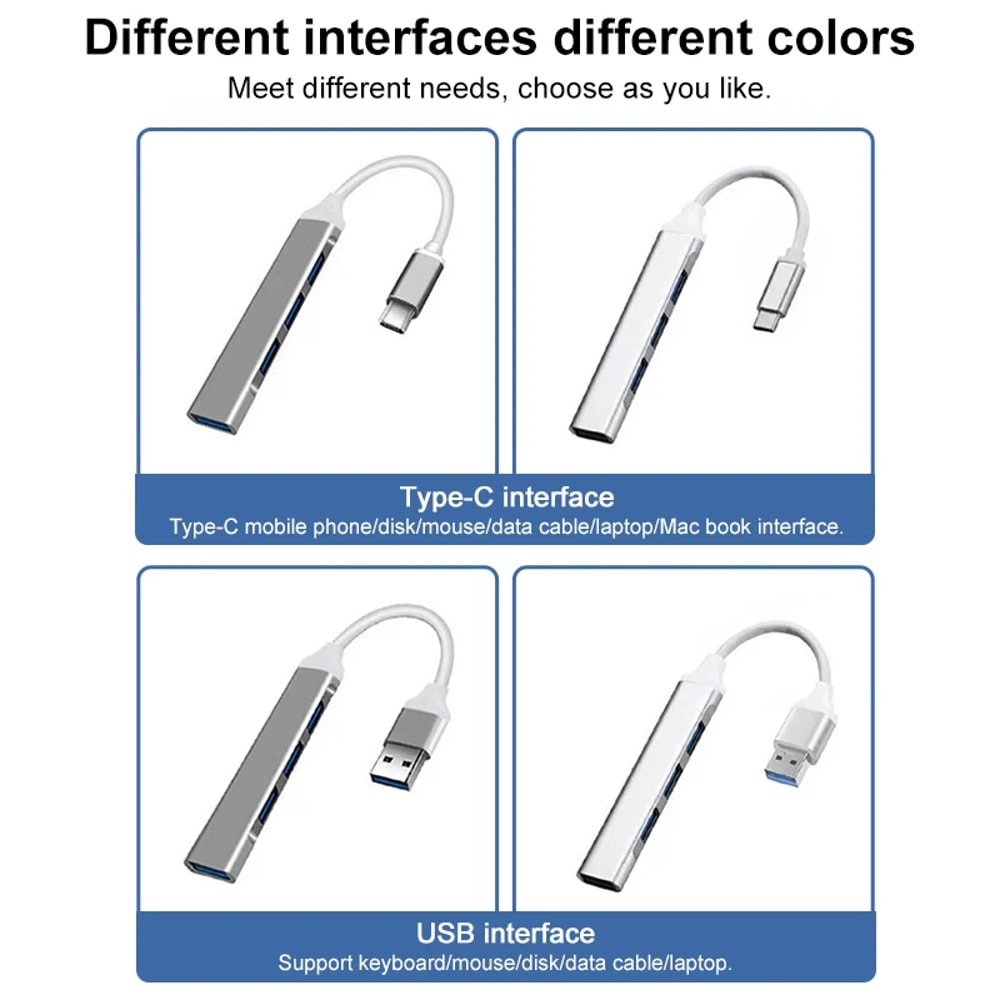 USB OTG Splitter Adapter Type C Hub For Mobile Laptop Accessories 5