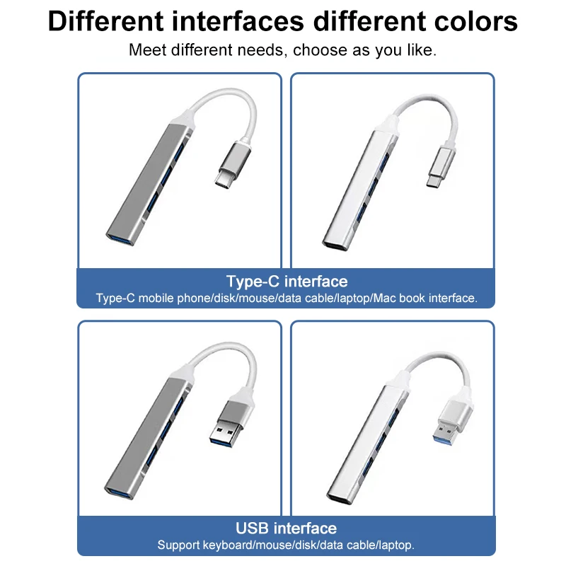 USB OTG Splitter Adapter Type C Hub For Mobile Laptop Accessories 5