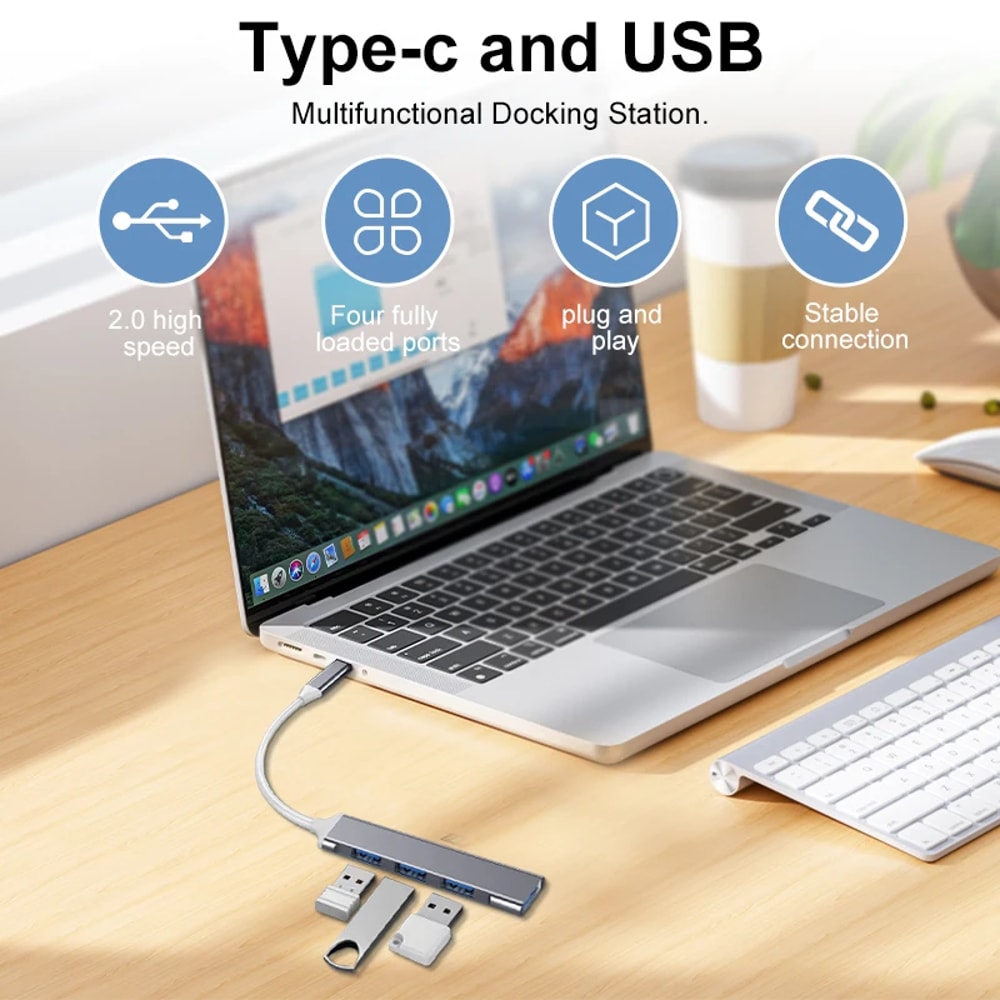USB OTG Splitter Adapter Type C Hub For Mobile Laptop Accessories 6
