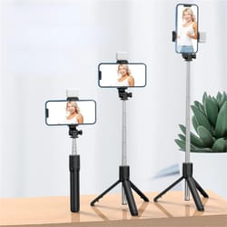portable wireless bluetooth selfie stick tripod stand with remote shutter multifunctional tripod for phones and cameras