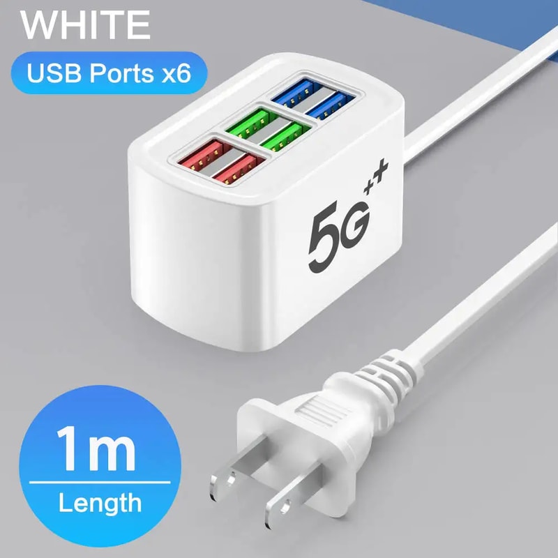 USB Power Strip Fast Charge Phone Charger Station Multiport Power Adapter 0
