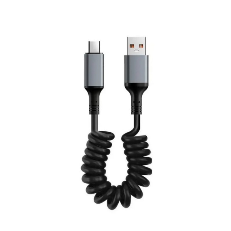 USB Type C Cable PD Fast Charging Retractable Spring Data Cord For USB C Phone Charger 5