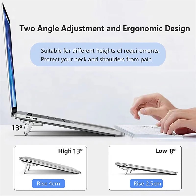 Portable Adjustable Laptop Stand Foldable Desktop Notebook Holder with Non-slip Cooling Bracket