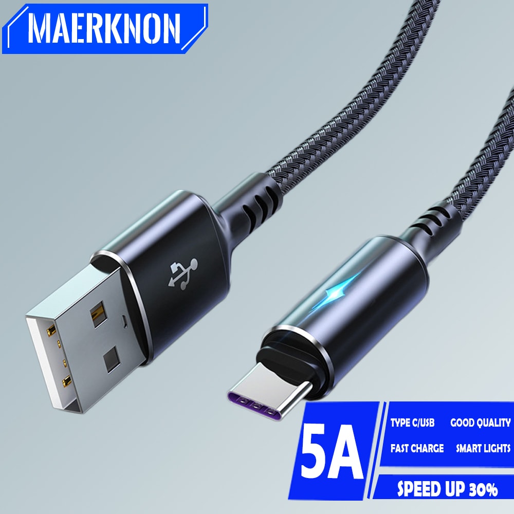 Quick Charge Cable USB Type C LED Fast Charging Micro USB Data Cord Phone Charger Wire 5