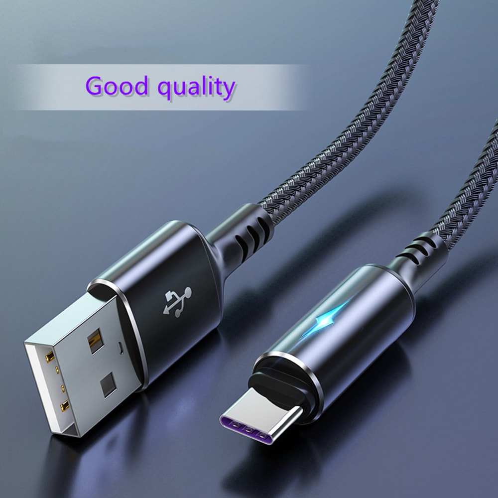 Quick Charge Cable USB Type C LED Fast Charging Micro USB Data Cord Phone Charger Wire 4