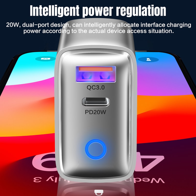 Dual Ports USB Type C Fast Charging Cellphone Power Adapter Quick Charge Wall Charger 3