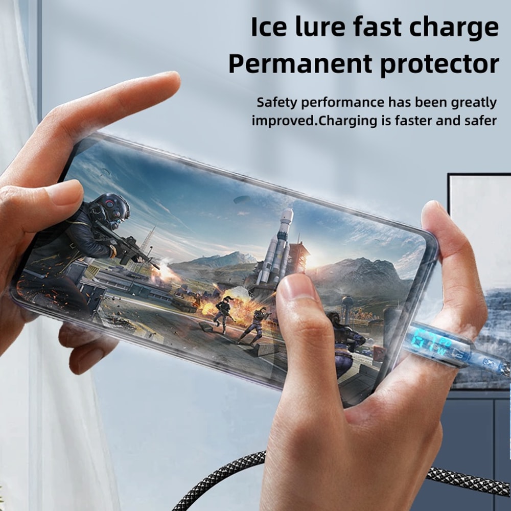 Fast Charging PD USB C To USB Type C Data Cable Digital Display Charger Cord 3