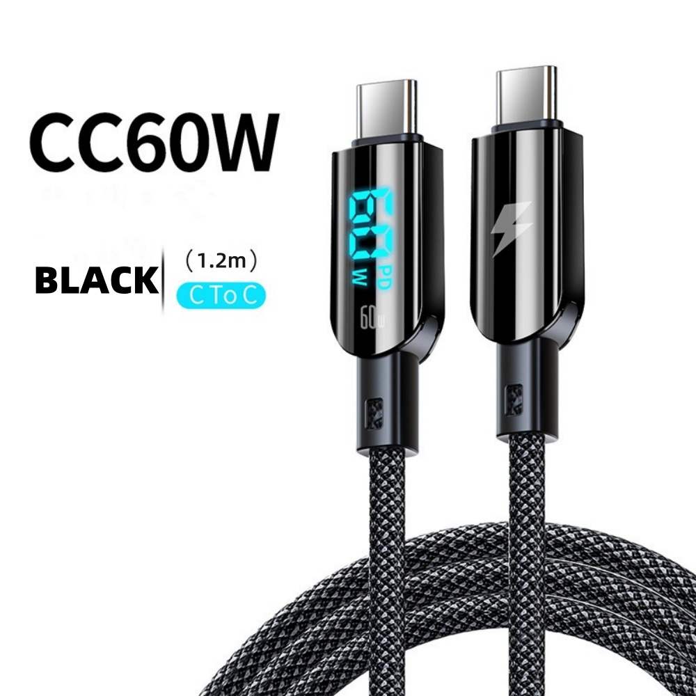 Fast Charging PD USB C To USB Type C Data Cable Digital Display Charger Cord 0