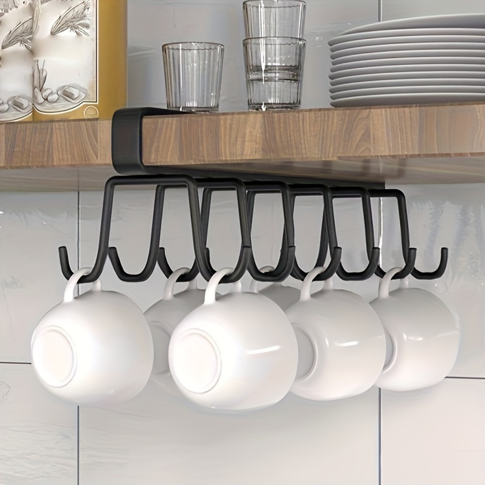 Hanging Rack For Kitchen Bathroom Bedroom Simple Double Row Hook Traceless Iron Cup Hook 0