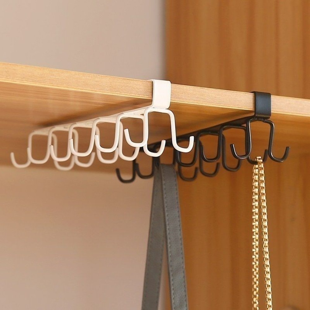 Hanging Rack For Kitchen Bathroom Bedroom Simple Double Row Hook Traceless Iron Cup Hook 4