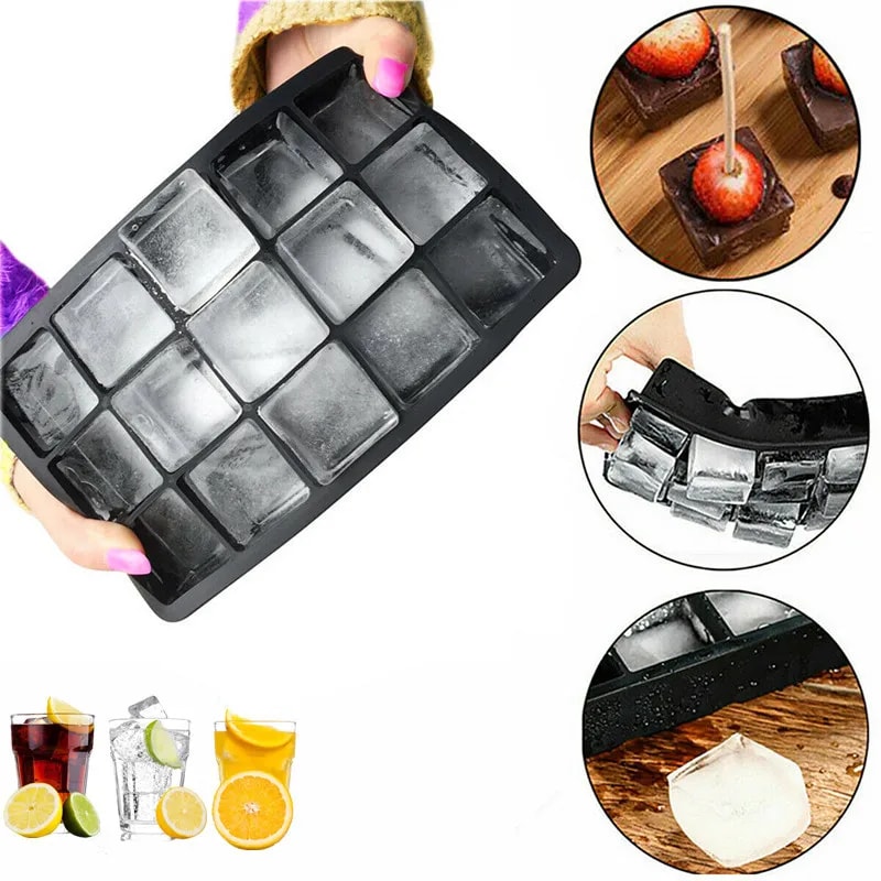 New Grid Silicone Ice Cube Maker Big Tray Mold Durable Reusable Ice Block Maker For Whiskey Pub 1
