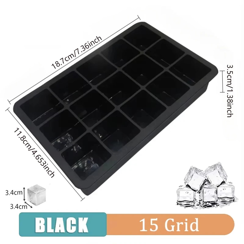 New Grid Silicone Ice Cube Maker Big Tray Mold Durable Reusable Ice Block Maker For Whiskey Pub 6