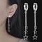 Popular Elegant Three Stars Hoop Earrings for Women, Sterling Silver with Long Tassel Design