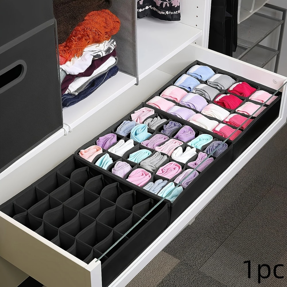 Foldable Compartment Fabric Drawer Organizer For Socks Underwear And Ties Closet Storage Box With T 2