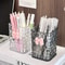 Durable Clear Acrylic Desk Organizer with Bow Accent Pen Holder and Storage Basket for Office Supplies and Accessories