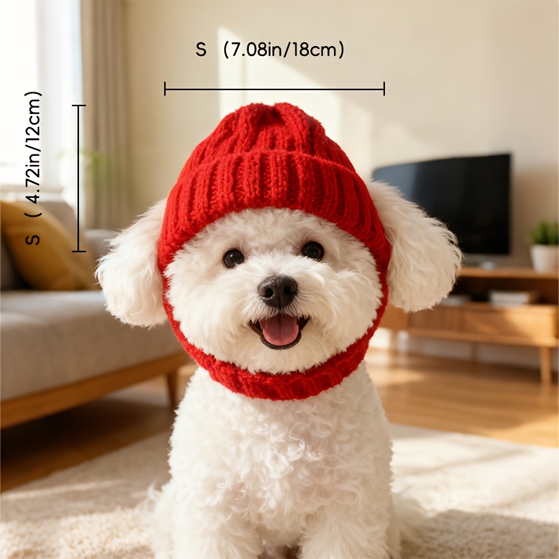 Cozy Soft Maltese Dog Beanie Hat With Ear Flaps Cute Playful Design For Small Dogs Red Winter Indoo 3