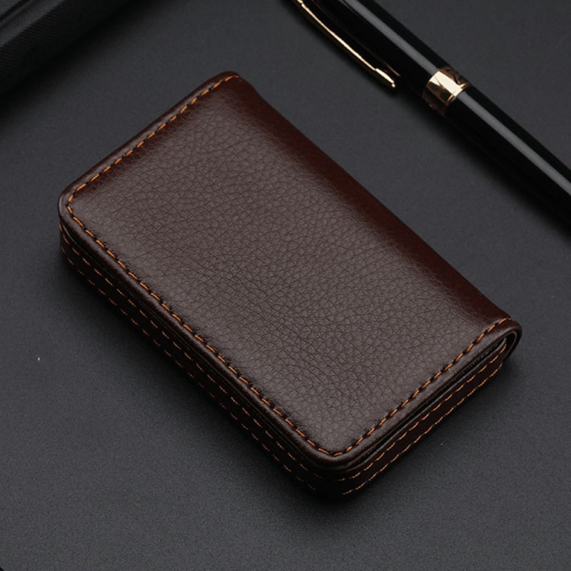 Magnetic Shut Sized Stitched PU Leather Credit Card Holder Business Card Case Wallet For Men And Wo 4