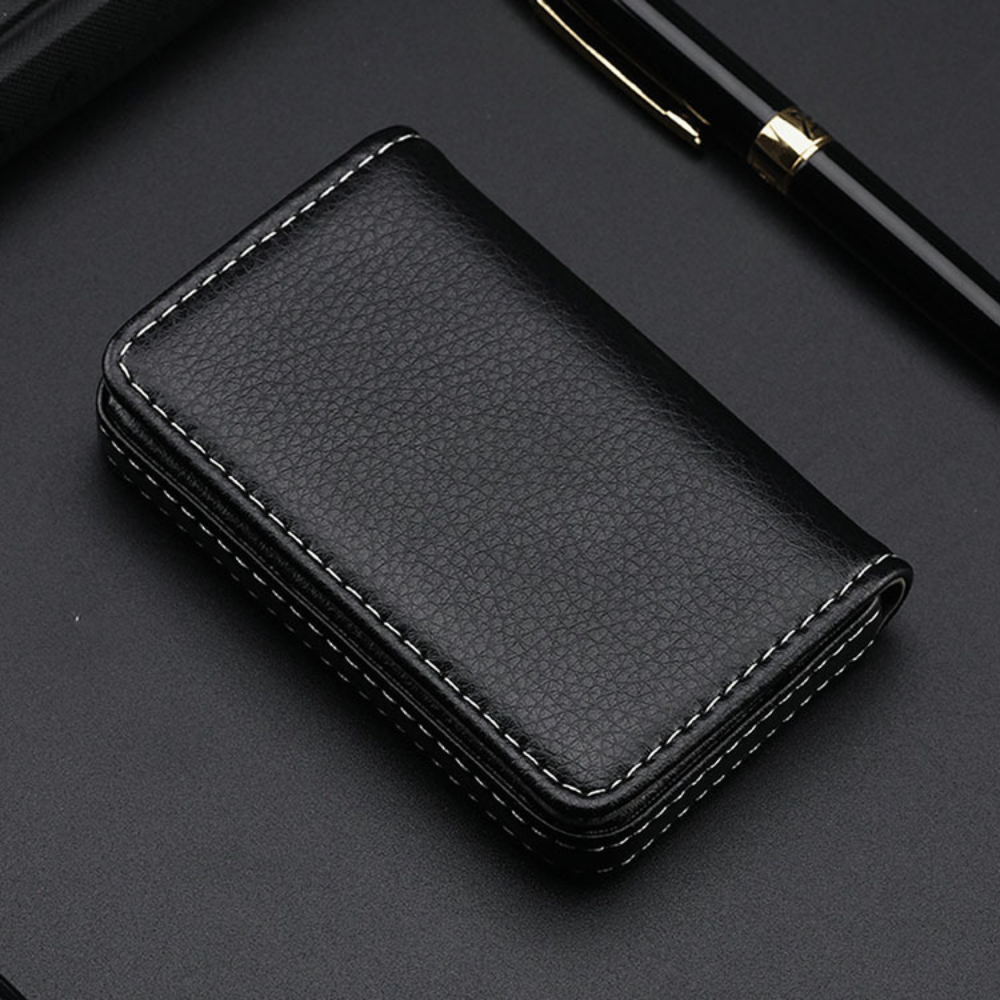Magnetic Shut Sized Stitched PU Leather Credit Card Holder Business Card Case Wallet For Men And Wo 5