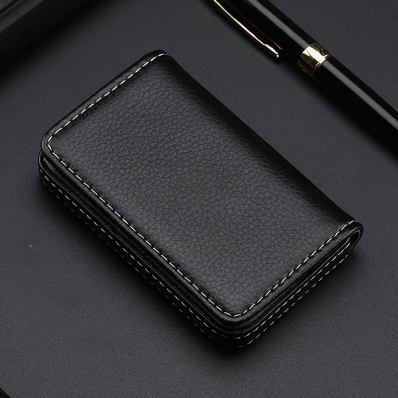 Magnetic Shut Sized Stitched PU Leather Credit Card Holder Business Card Case Wallet For Men And Wo 5