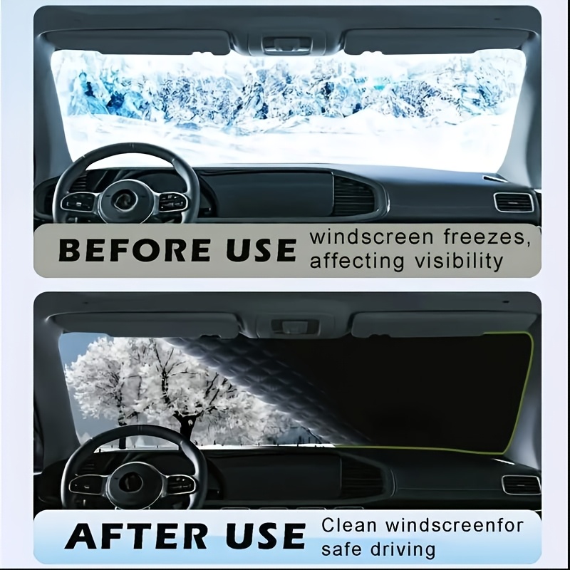 Winter Car Snow Cover Magnetic AntiFreeze Front Windshield AntiFrost Half Cover Car Supplies 4