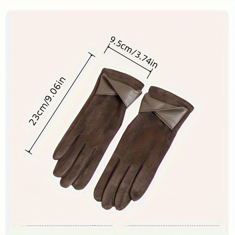Thermal Winter Gloves For Women Soft Warm Lining Elegant Brown Beige Grey Pair 2