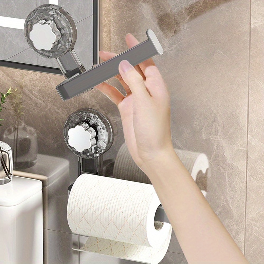 SelfAdhesive WallMounted Toilet Paper Holder With Suction Cup NoDrill Installation Multipurpose Tis 0