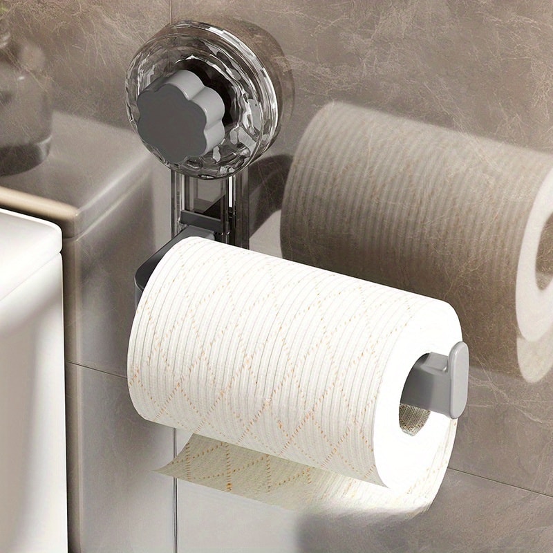 SelfAdhesive WallMounted Toilet Paper Holder With Suction Cup NoDrill Installation Multipurpose Tis 2