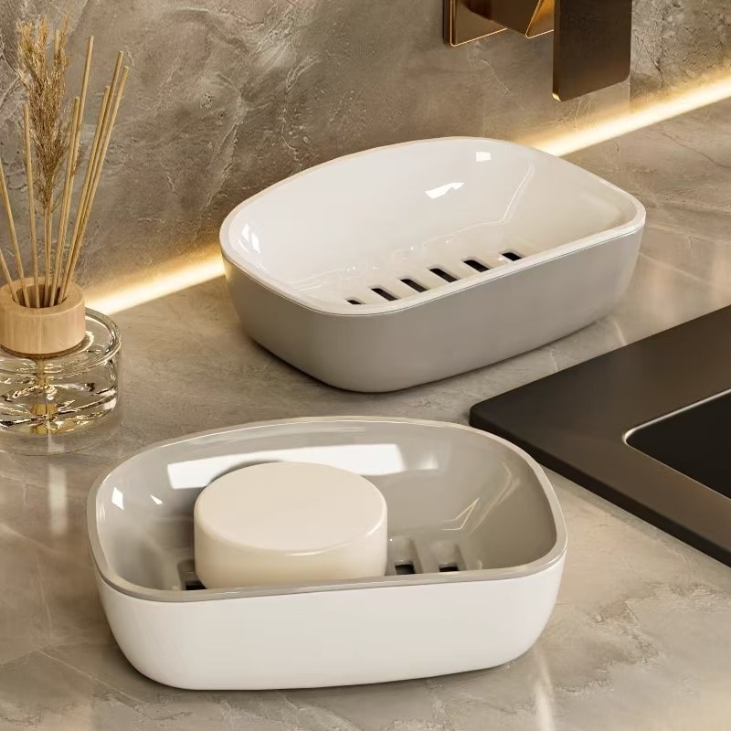 Automatic Drain Soap Dish DoubleLayer Design Easy To Clean For Home Bathroom And Kitchen Use 0