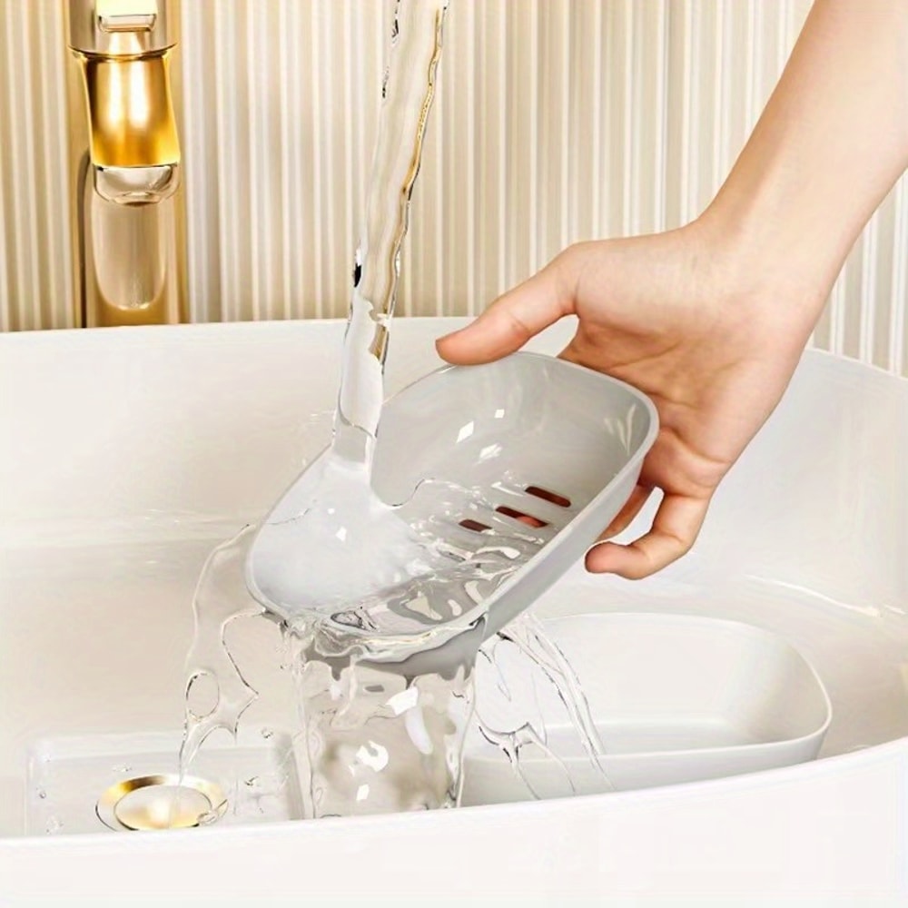 Automatic Drain Soap Dish DoubleLayer Design Easy To Clean For Home Bathroom And Kitchen Use 2