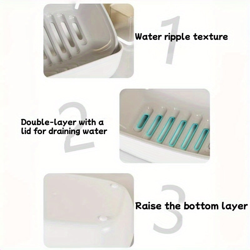 Automatic Drain Soap Dish DoubleLayer Design Easy To Clean For Home Bathroom And Kitchen Use 3
