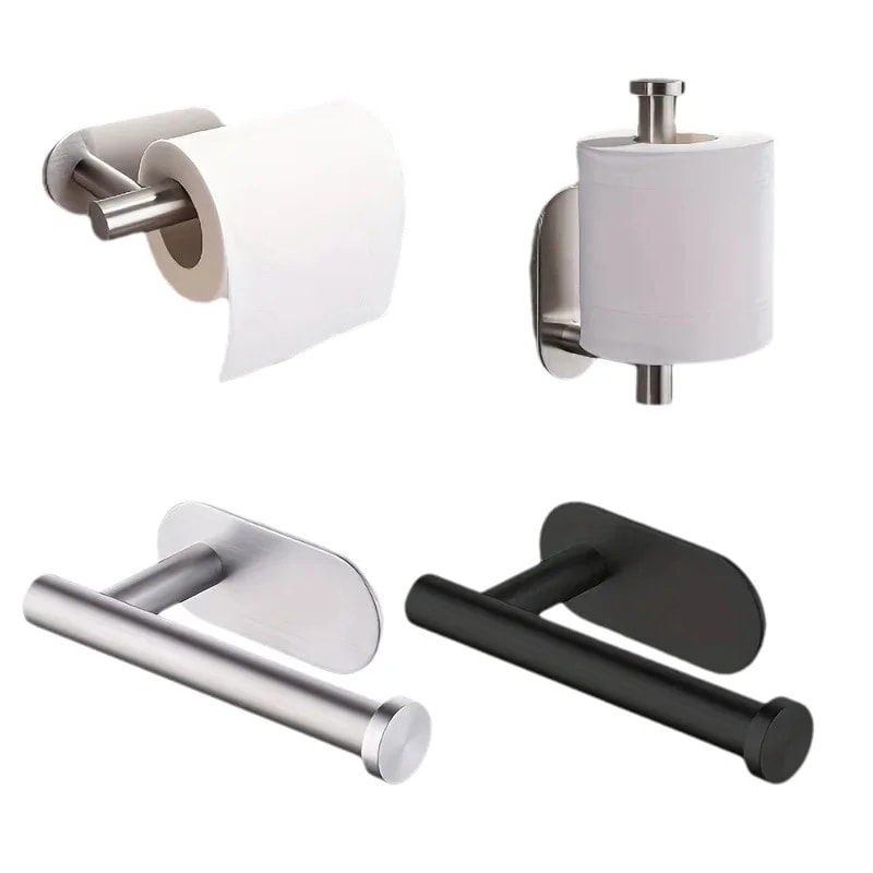 WallMounted Stainless Steel Paper Roll Holder No Drilling Required For Kitchen Bathroom 0