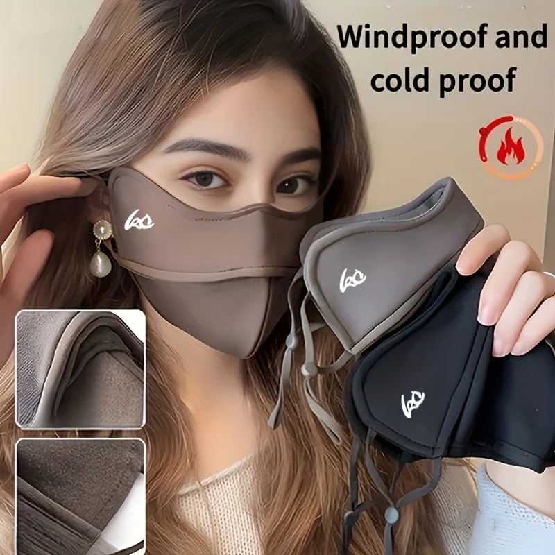 Womens Thick 3D Warmth Face Mask Cozy And Windproof With Ear Loops Nylon Hand Washable 1