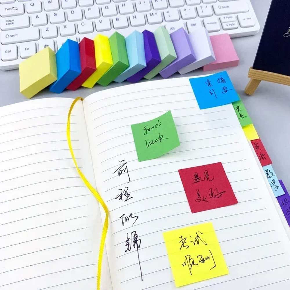 Fluorescent Sticky Note Pads Memo Notepad Planner Stickers Office Supplies