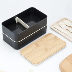 minimalist double-layer bento box with knife fork spoon new style divided lunch box for students