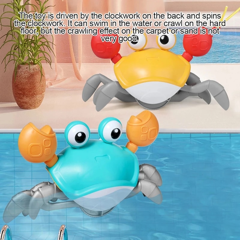 Portable Baby Bath Tub Water Play Crab Toy Clockwork Beach Accessory For Children Shower Pulling A 1