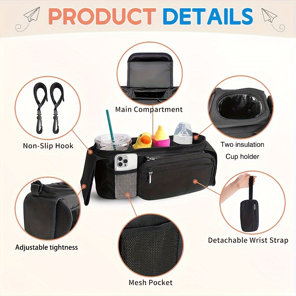 Mobile Phone Baby Stroller Bag With Nonslip Strap And Insulated Cup Holder Ideal Baby Stroller Mana 2