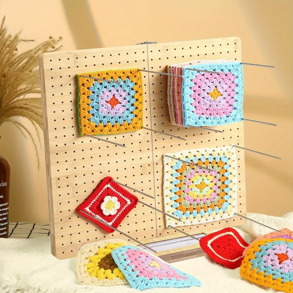 Bamboo Grid Block Plate For Crochet Weaving Crochet Block Plate Gift For Crochet Projects 2