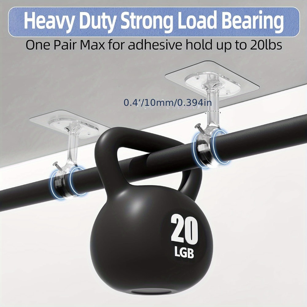 Adjustable Ceiling Curtain Rod Brackets No Drilling Installation Heavy Adhesive Rod Holders 2