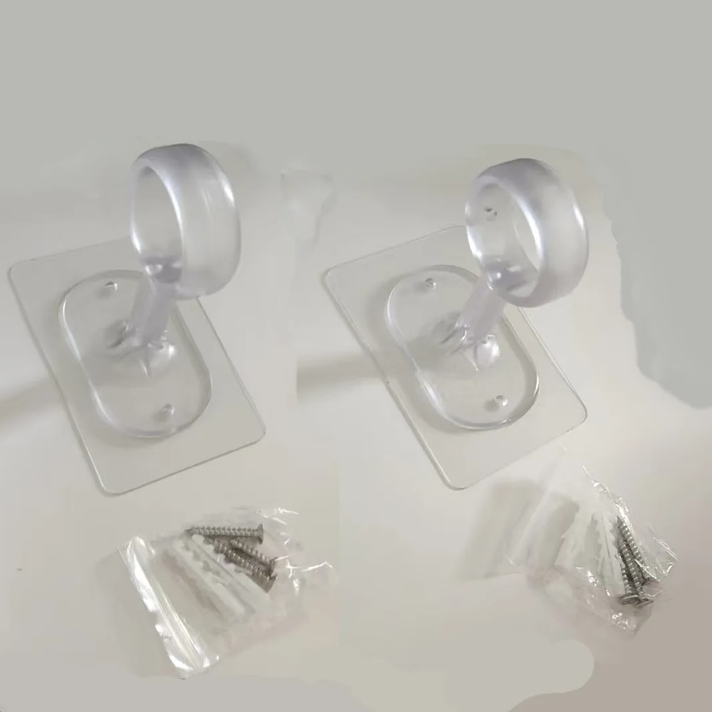 Adjustable Ceiling Curtain Rod Brackets No Drilling Installation Heavy Adhesive Rod Holders 6