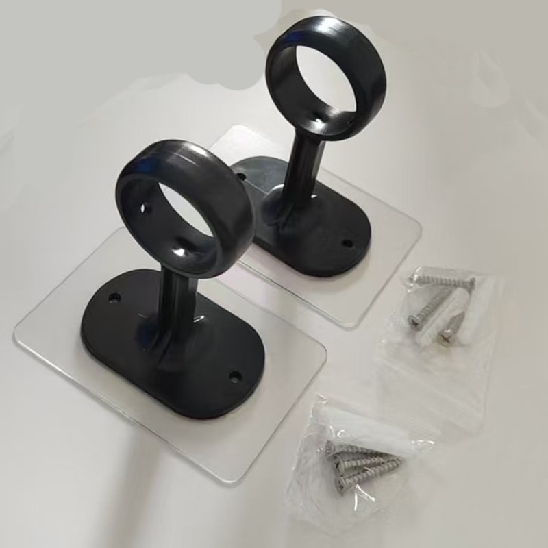 Adjustable Ceiling Curtain Rod Brackets No Drilling Installation Heavy Adhesive Rod Holders 7